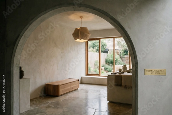 Obraz Warm Dining Space with Arched Window