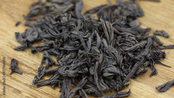 Obraz Dried black loose leaf tea close-up