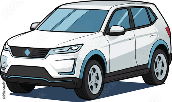 Obraz blue car isolated on white background