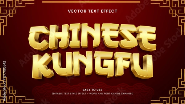 Fototapeta chinese kungfu editable text effect 3d vector