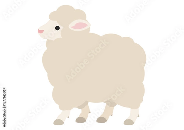 Obraz ゆっくり歩くひつじの牧場風モチーフ