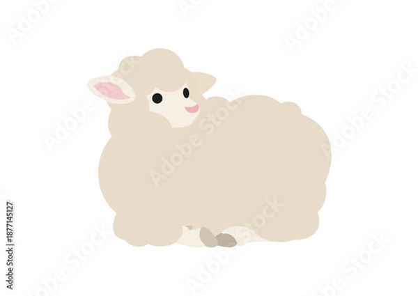 Obraz 座ってくつろぐひつじのおだやかな姿