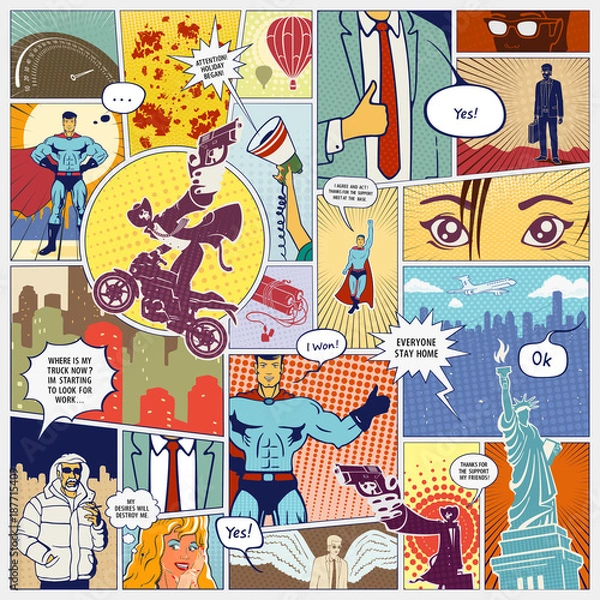 Obraz Koncepcja układu komiksów strony