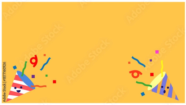 Obraz クラッカーが弾ける誕生日パーティーのシンプルな背景イラスト