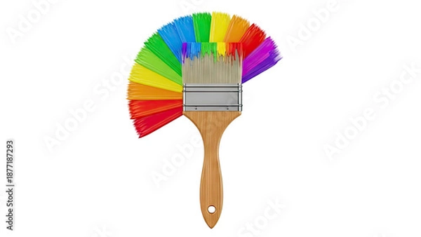 Obraz Paintbrush with Rainbow Bristles
