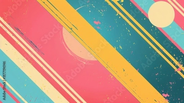 Obraz Abstract Background with Diagonal Stripes, Splashes, and Circles