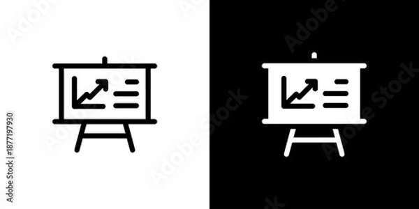 Obraz Presentation icon concept with flat Black White Background. Vector illustration.