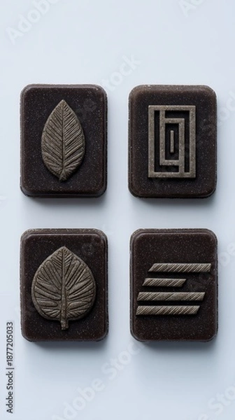 Fototapeta Rectangular Containers with Natural Patterns and Earth Tones