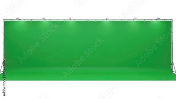 Fototapeta Green screen studio background lighting setup.