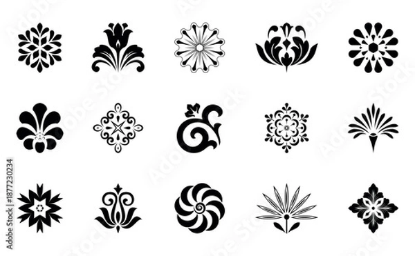 Obraz Flower icons set. Isolated elements for design. Vector graphics. Flower collection