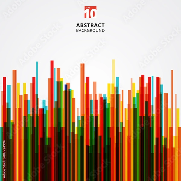 Obraz Abstract geometric lines straight overlap multicolor on white background.
