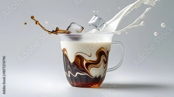 Obraz Dynamic Iced Coffee Milk Splash