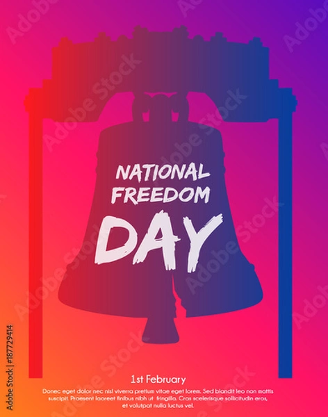 Obraz Trendy gradient poster or banner of National Freedom Day - February First.  Liberty Bell as background.