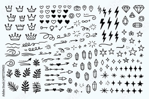 Obraz Collection of Elegant Hand-Drawn Design Elements 