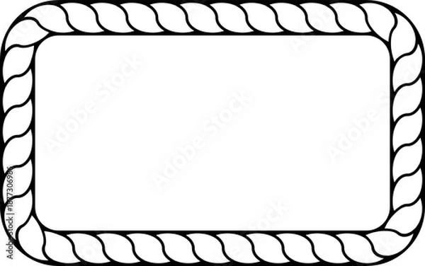 Fototapeta Rectangular Rope Border with Rounded Corners. Horizontal or Vertical Decorative Outline Illustration Rope Pattern