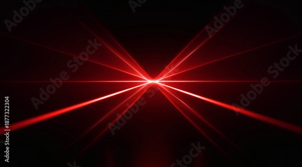 Obraz Red laser light on a black background 