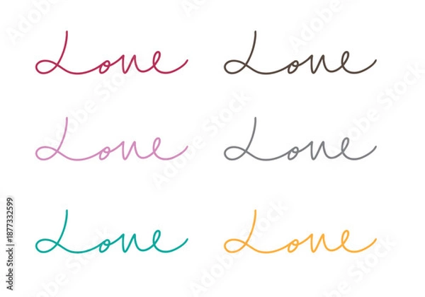 Obraz loveの文字のバリエーションセット