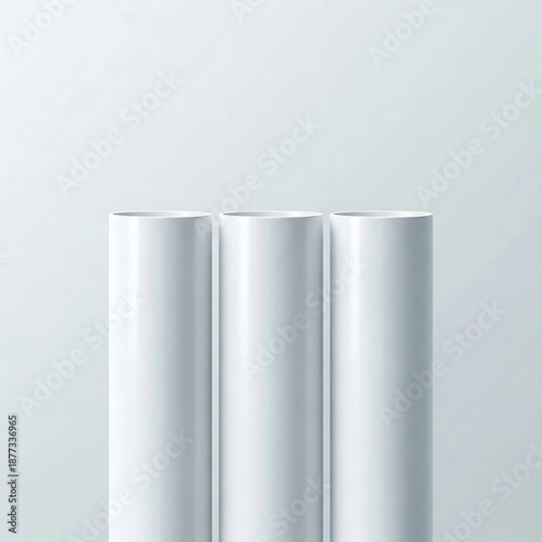 Obraz Three White Cylindrical Objects on Light Background