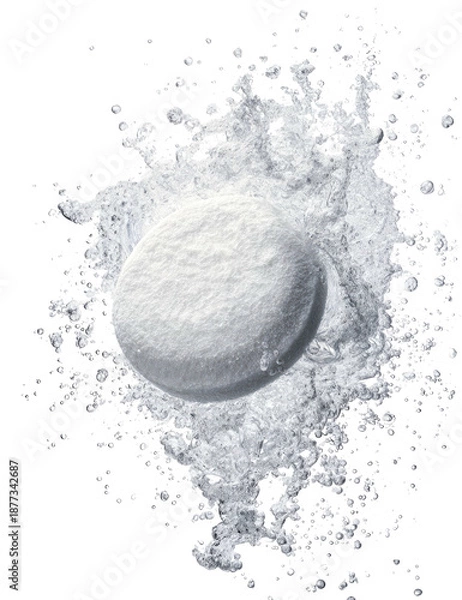 Obraz Effervescent tablet dropping into white powder