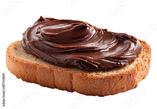Obraz Bread slice topped w/ smooth chocolate spread, yummy!
