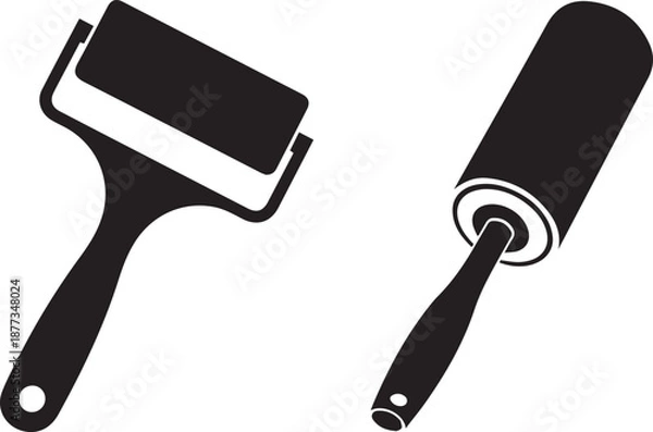 Obraz Lint roller tool Silhouette vector black on a white background