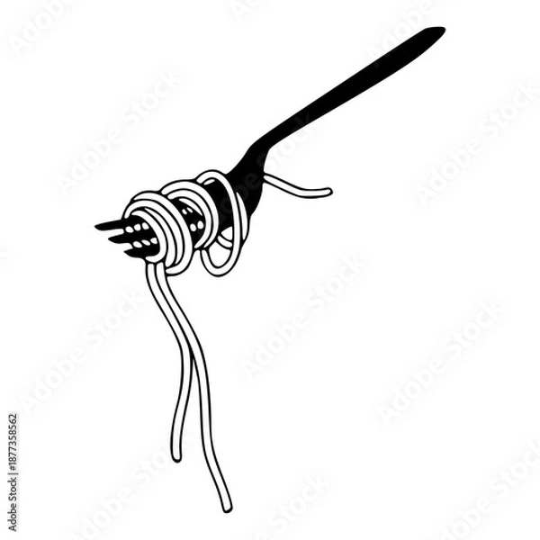 Obraz spaghetti pasta swirled on a fork vector illustration