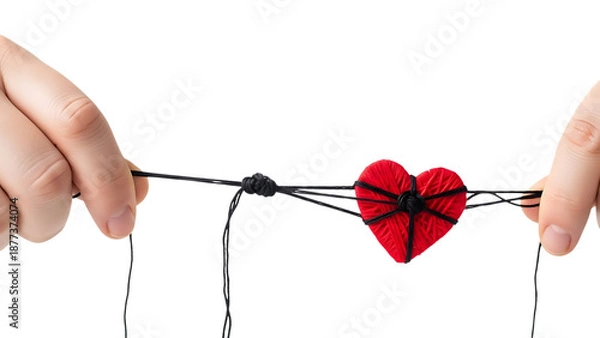 Obraz Tied heart on a string isolated on transparent background