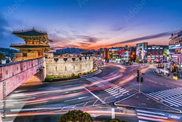 Obraz The night Janganmun Gate,suwon ,Korea traditional landmark suwon castle