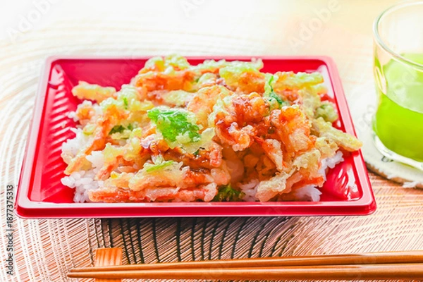Obraz 海老と野菜のかき揚げ丼