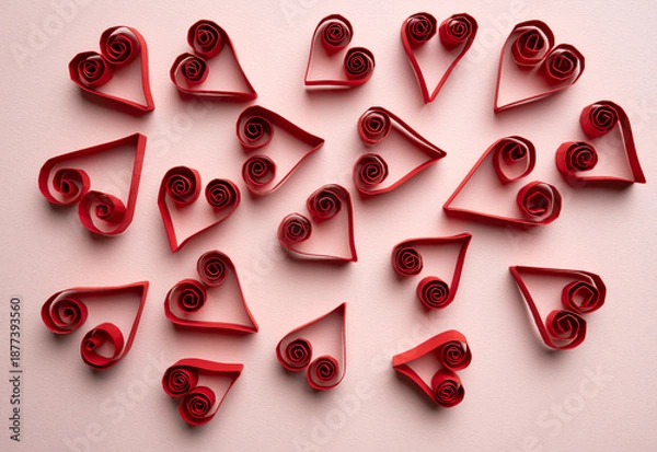Obraz Scattered Heart Candy on Pink Background