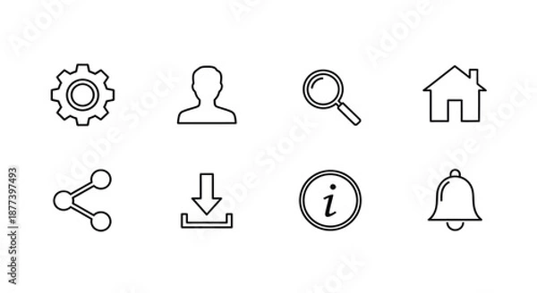 Fototapeta Icons representing various functions and actions Vector
