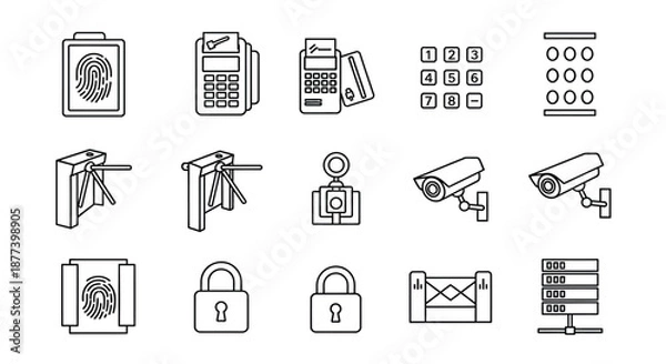 Fototapeta Various security measures and devices Vector