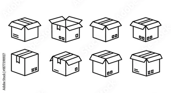 Fototapeta Eight packaging boxes in various orientations Vector