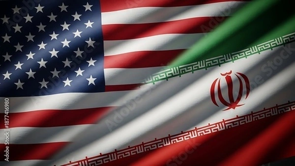 Obraz Usa and iran flag