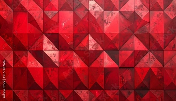 Obraz Geometric Red Abstract Art - A Textured and Dynamic Composition.
