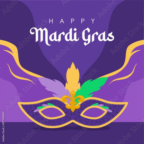 Obraz vector happy mardi gras poster template
