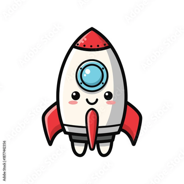 Obraz Cute Cartoon Rocket Ship Illustration