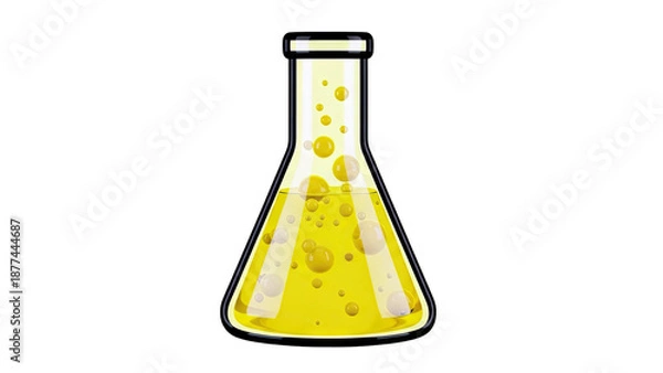 Obraz Yellow Liquid with Bubbles in Erlenmeyer Flask