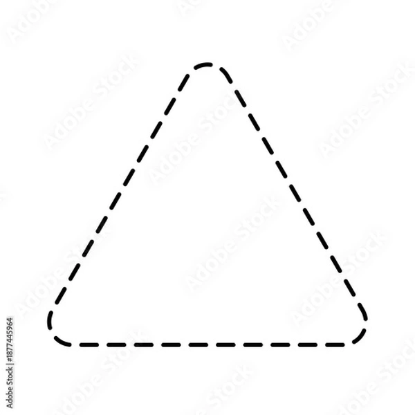 Obraz Minimalist Dashed Line Rounded Triangle Geometric Shape Outline Icon