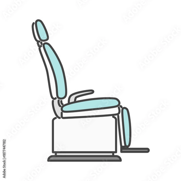 Obraz フットレスト前折れ型の歯科チェア 単体イラスト