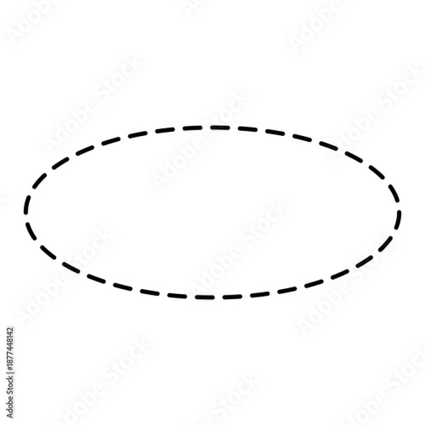 Obraz Simple Dashed Outline Ellipse Shape Graphic Element