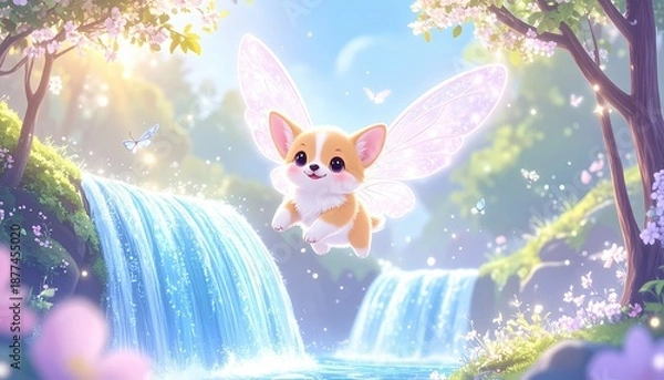 Obraz Tiny Pet Fairy in Enchanted Forest