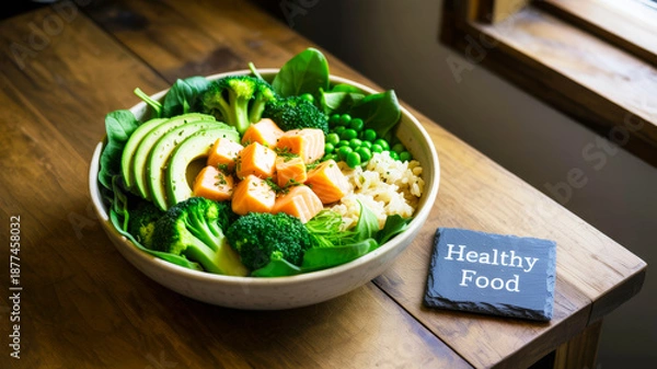 Fototapeta salad with salmon