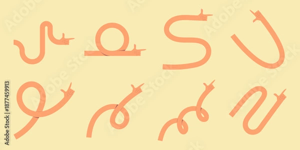 Obraz Funny Flexible Arms Pointing and Gesturing Vector Collections