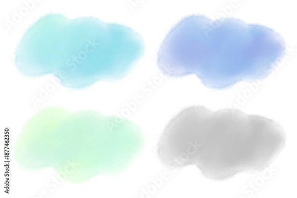 Obraz 水彩風にじみイラストセット　クールトーン
