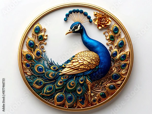 Obraz peacock on white background