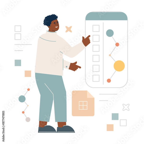 Obraz Business Data Management and Digital Workflow Illustration