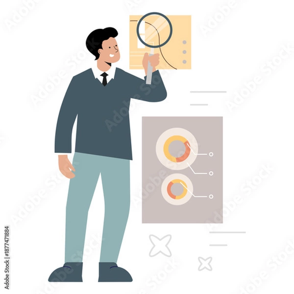Fototapeta Businessman Presenting Analytics and Performance Data Illustration