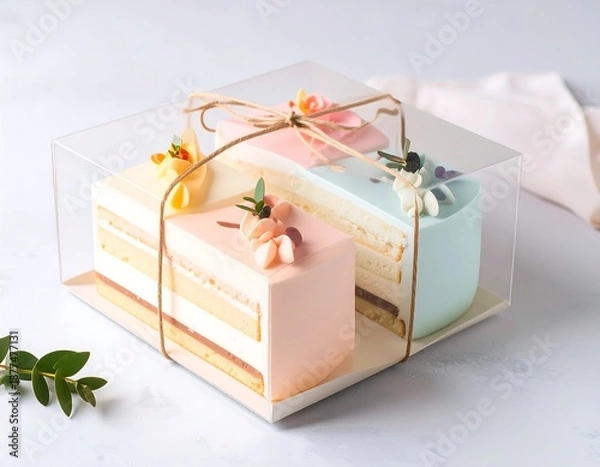 Fototapeta Pastel Cake Slice Packaging