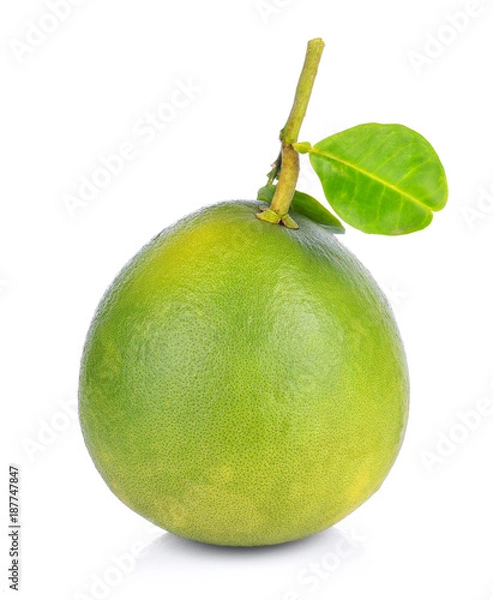 Obraz Close-up view of green pomelo citrus fruit isolated on white background.